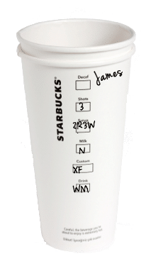 starbucks cup with markings